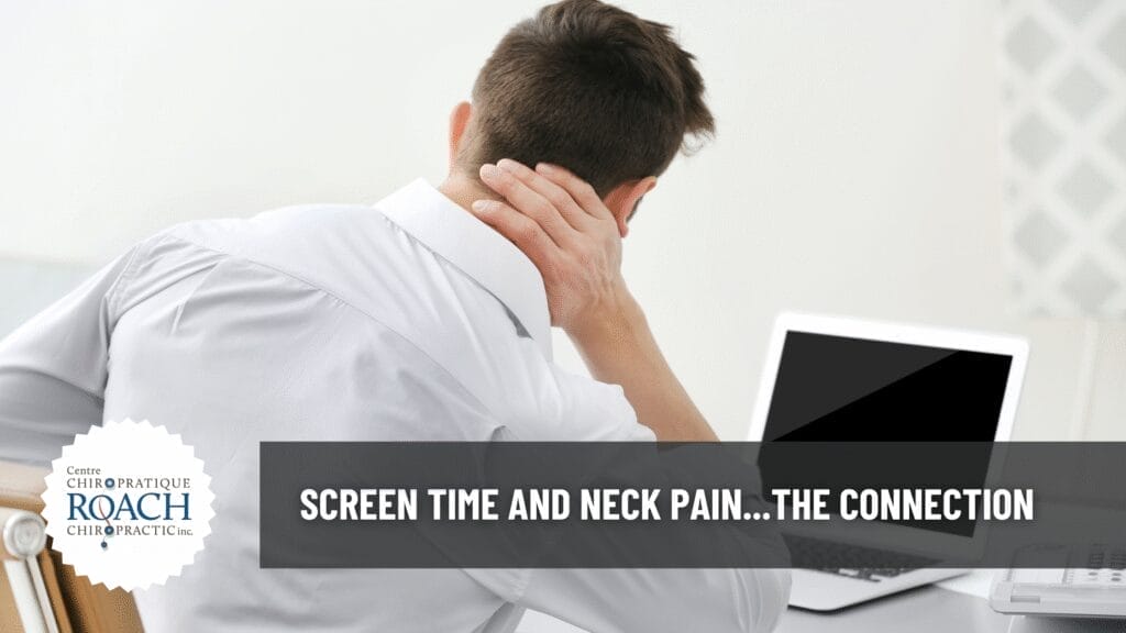 Screen Time and Neck Pain...The Connection 2 person sitting in front of a computer screen experiencing neck pain