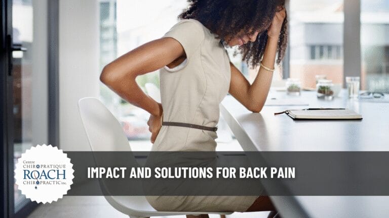 Impact and Solutions for Back Pain 10 woman placing her right arm on her back experiencing back pain