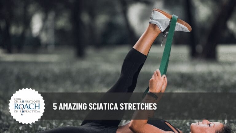5 Amazing Sciatica Stretches 4 a woman lying on the ground with an exercise band performing sciatica stretches