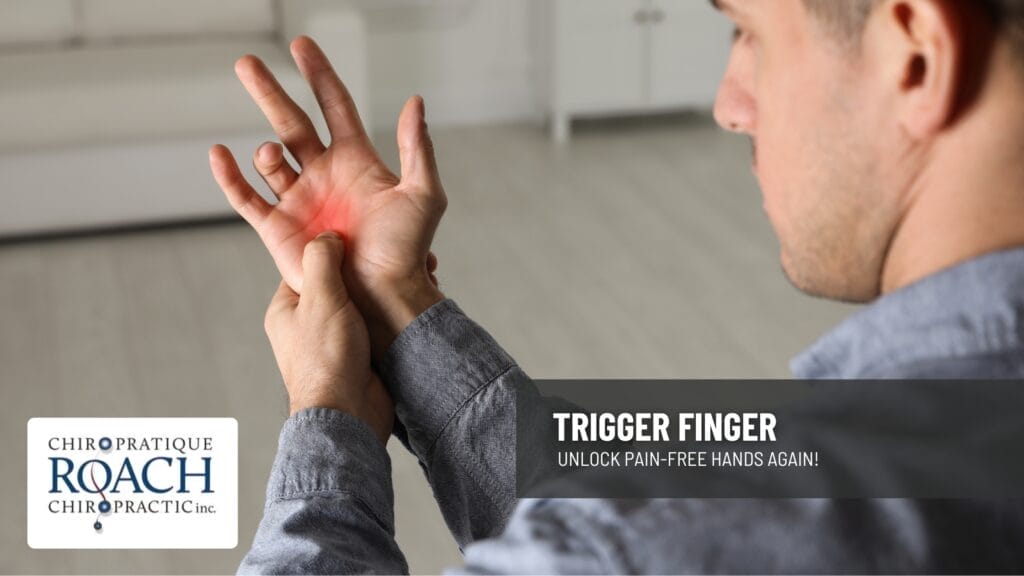 Unlock Pain-Free Hands: How Chiropractic Care Can Free You from Trigger Finger! 1 a man holding his hand indicating the pain point of trigger finger