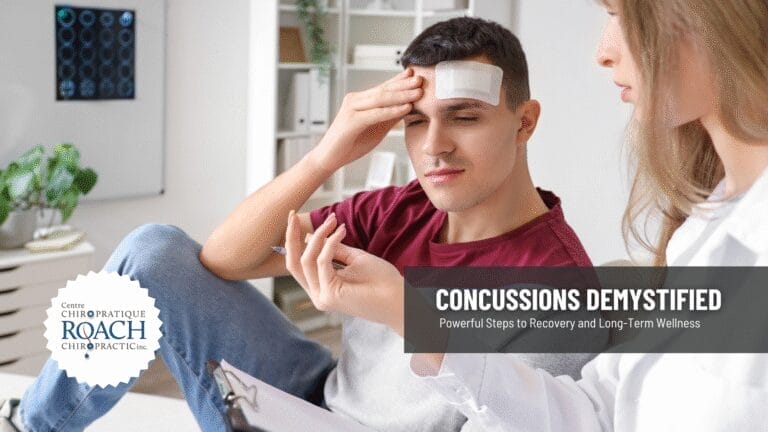 a man with a bandage on his forehead experiencing a concussion