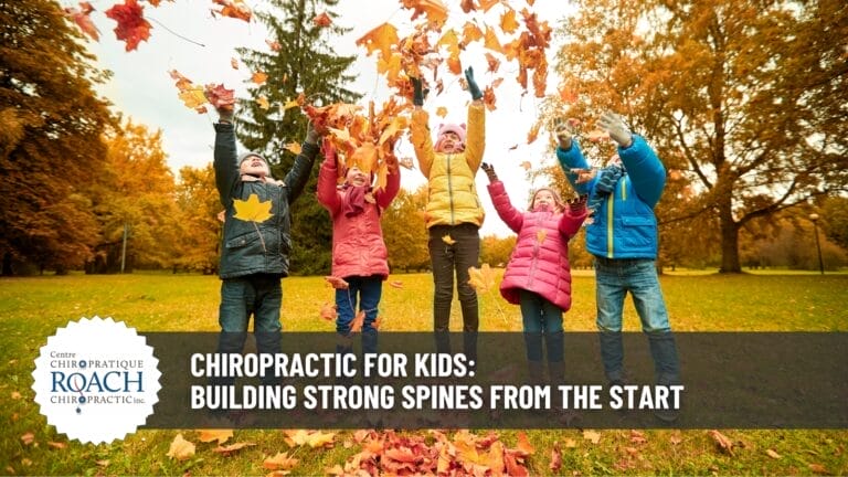 a group of kids in various bright outdoor fall clothing raising their hands up in the air, enjoying healthy lives